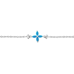 Sale Histoire d'Or Bracelet Bluebirds Argent Blanc Turquoise Oxyde De Zirconium