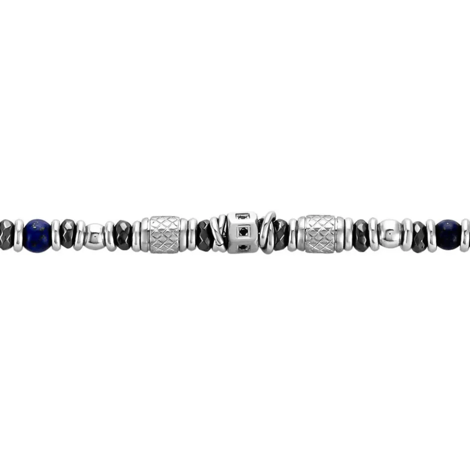 Best Histoire d'Or Bracelet Cliff Acier Gris Agate Hématite Oxyde De Zirconium acier gris agate bleu