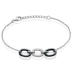 Sale Histoire d'Or Bracelet Eulalie Argent Blanc Céramique Et Oxyde De Zirconium