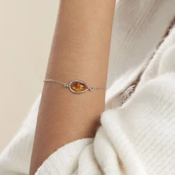 Outlet Histoire d'Or Bracelet Hilda Argent Blanc Ambre