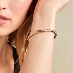 Sale Histoire d'Or Bracelet Jonc Angelica Plaque Or Jaune Oxyde De Zirconium