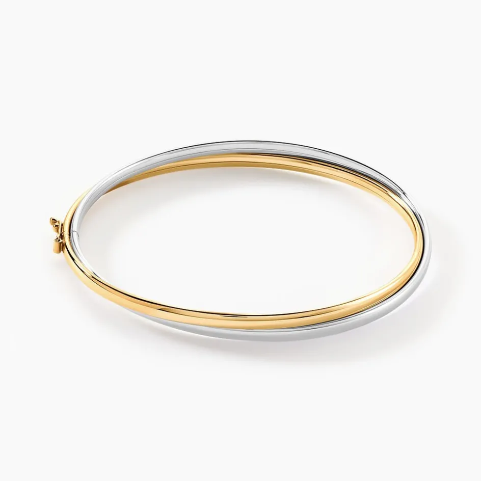 Best Histoire d'Or Bracelet Jonc Catalin 2 Fils Flexibles Or Bicolore