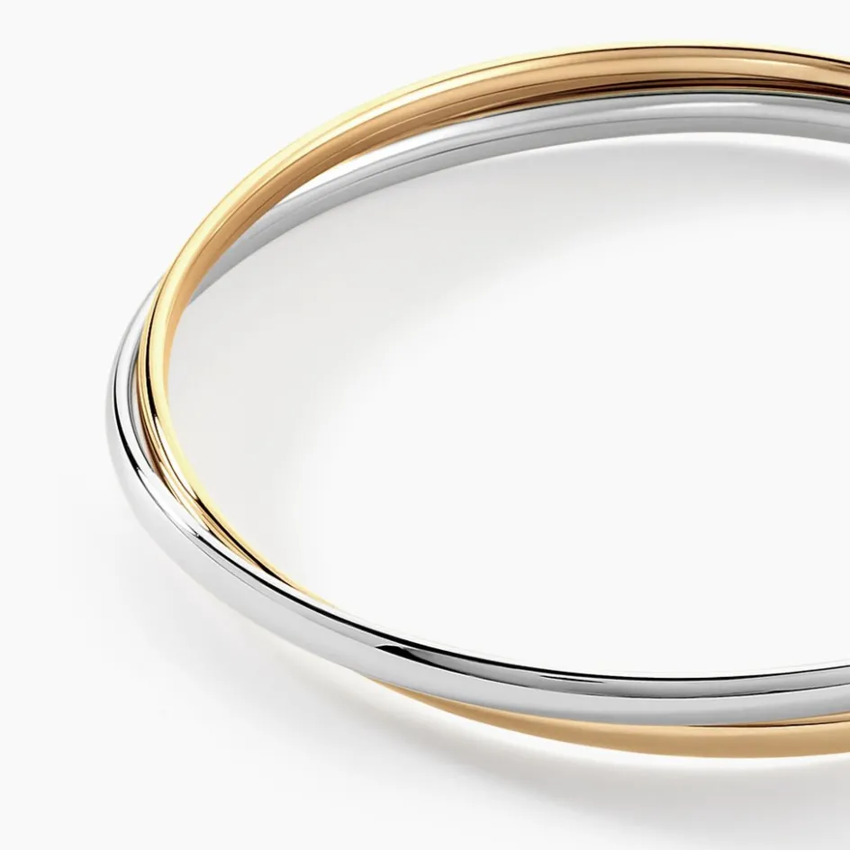 Best Histoire d'Or Bracelet Jonc Catalin 2 Fils Flexibles Or Bicolore