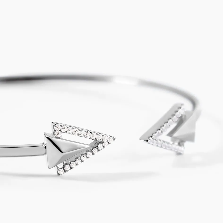 Outlet Histoire d'Or Bracelet Jonc Deva Argent Blanc Oxyde De Zirconium