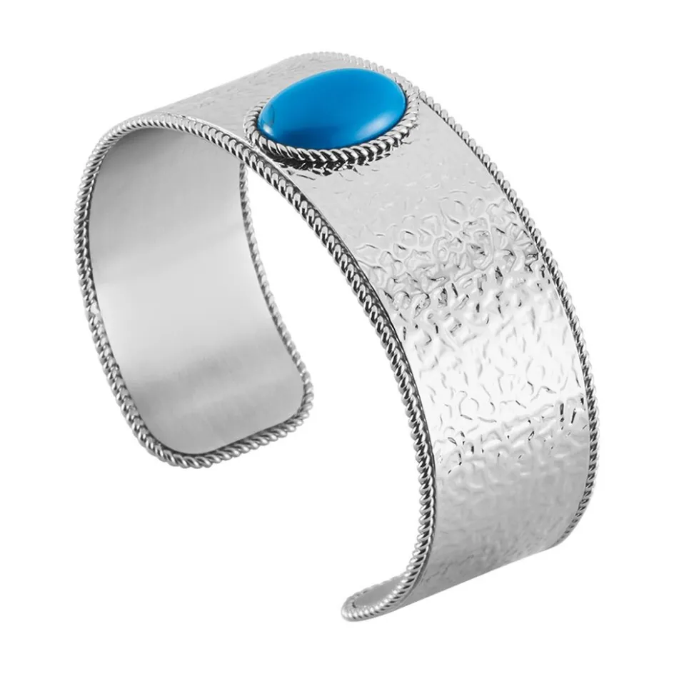 IMAGINE Bracelet Jonc Tiffany Acier Blanc Pierre De Synthese