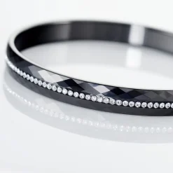 Clearance Histoire d'Or Bracelet Jonc Lola Cera Ceramique Noir Strass Et Céramique