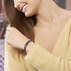 Clearance Histoire d'Or Bracelet Jonc Lola Cera Ceramique Noir Strass Et Céramique