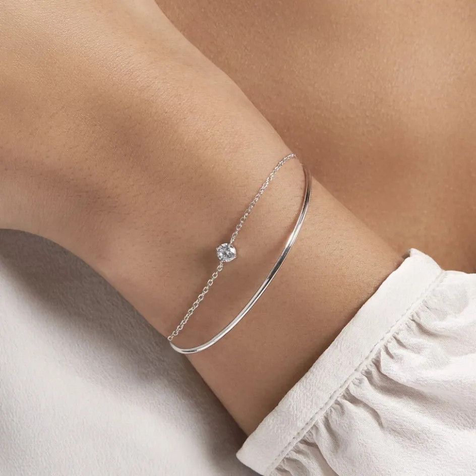 Discount Histoire d'Or Bracelet Jonc Ruth De Zirconium argent blanc oxyde