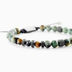 JOURDAN Bracelet Archimedes Acier Argenté Oeil De Tigre Turquoise* Bracelets|Bracelets Fantaisie