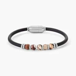 New JOURDAN Bracelet Caoutchouc Noir Agate
