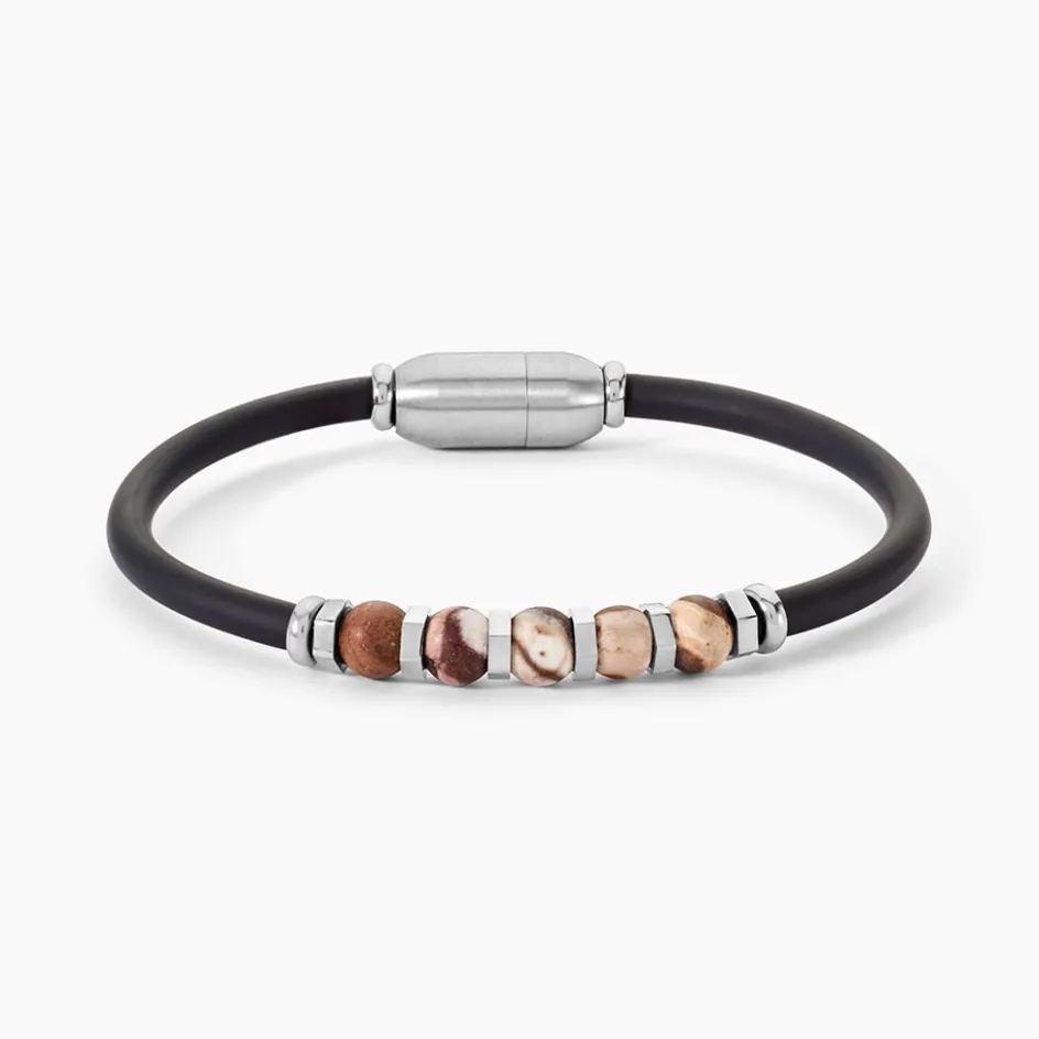 New JOURDAN Bracelet Caoutchouc Noir Agate