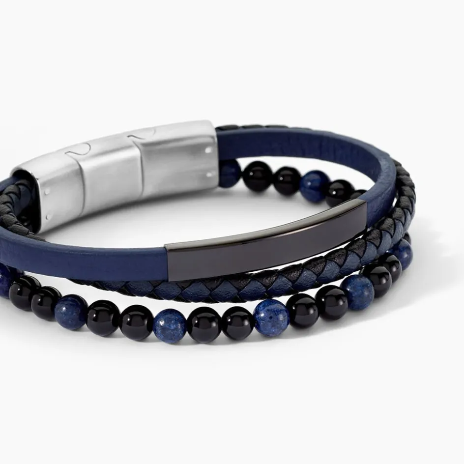 JOURDAN Bracelet Hercule Cuir Multicolore Onyx Lapis Lazuli* Bracelets