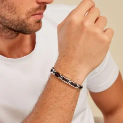 New JOURDAN Bracelet Wild Acier Blanc Et Bleu