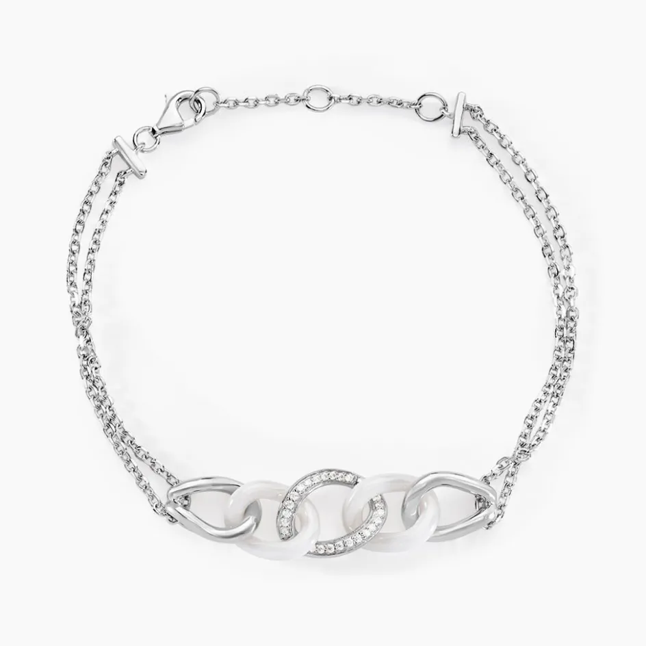 Histoire d'Or Bracelet Link Argent Blanc Céramique Et Oxyde De Zirconium* Bracelets