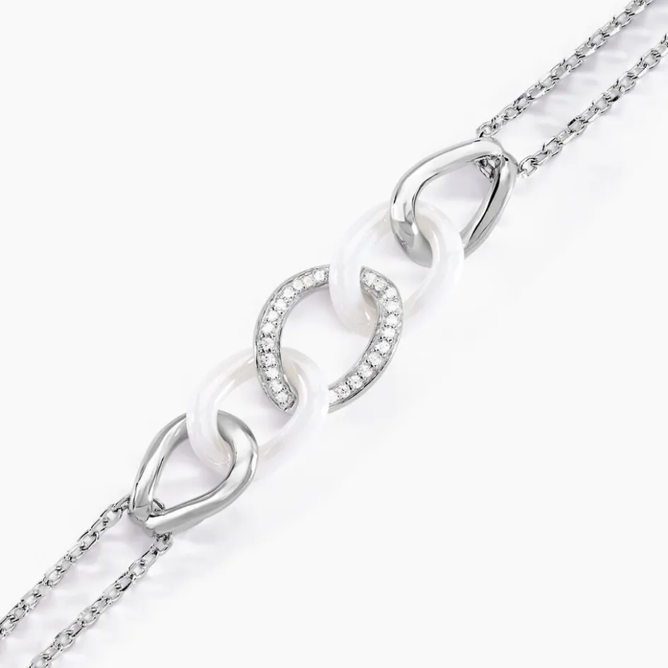 Histoire d'Or Bracelet Link Argent Blanc Céramique Et Oxyde De Zirconium* Bracelets