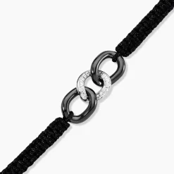 Clearance Histoire d'Or Bracelet Link Argent Blanc Oxyde De Zirconium Et Céramique argent blanc céramique noire