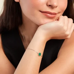 Histoire d'Or Bracelet Lunatique Argent Blanc Malachite Onyx* Bracelets|Bracelets Fantaisie