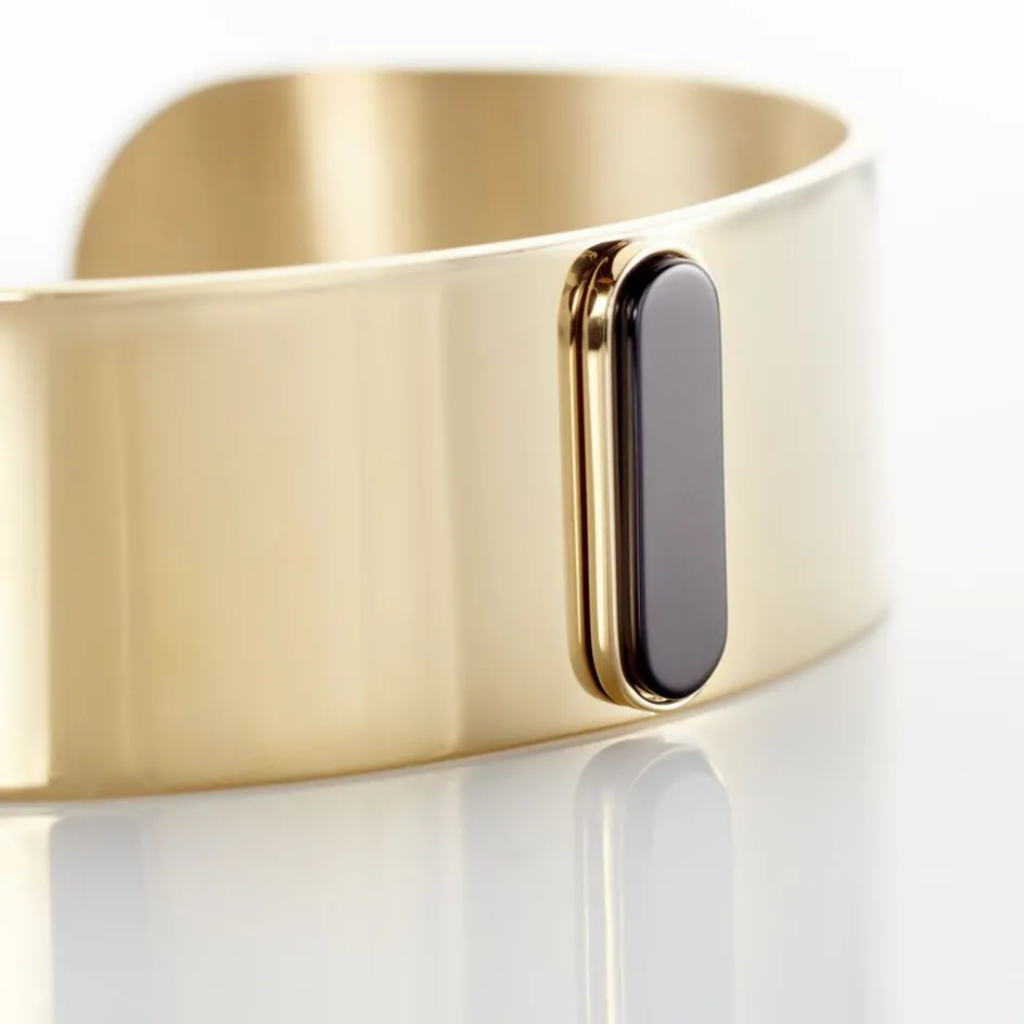 Best Histoire d'Or Bracelet Manchette Acier Doré Volcanus Agate