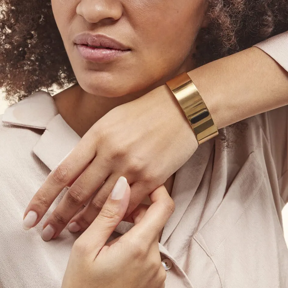 Best Histoire d'Or Bracelet Manchette Acier Doré Volcanus Agate