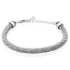 Clearance Histoire d'Or Bracelet Nahila Maille Popcorn Argent Blanc