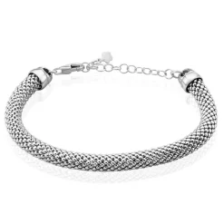 Clearance Histoire d'Or Bracelet Nahila Maille Popcorn Argent Blanc
