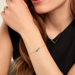 Hot Histoire d'Or Bracelet Navette Or Jaune Emeraude Diamant or jaune émeraude