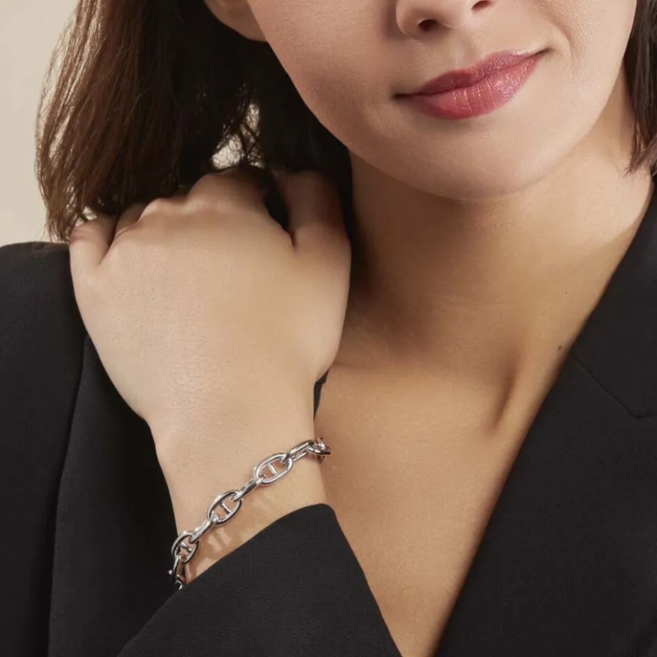 Outlet Histoire d'Or Bracelet Nazima Maille Marine Argent Blanc