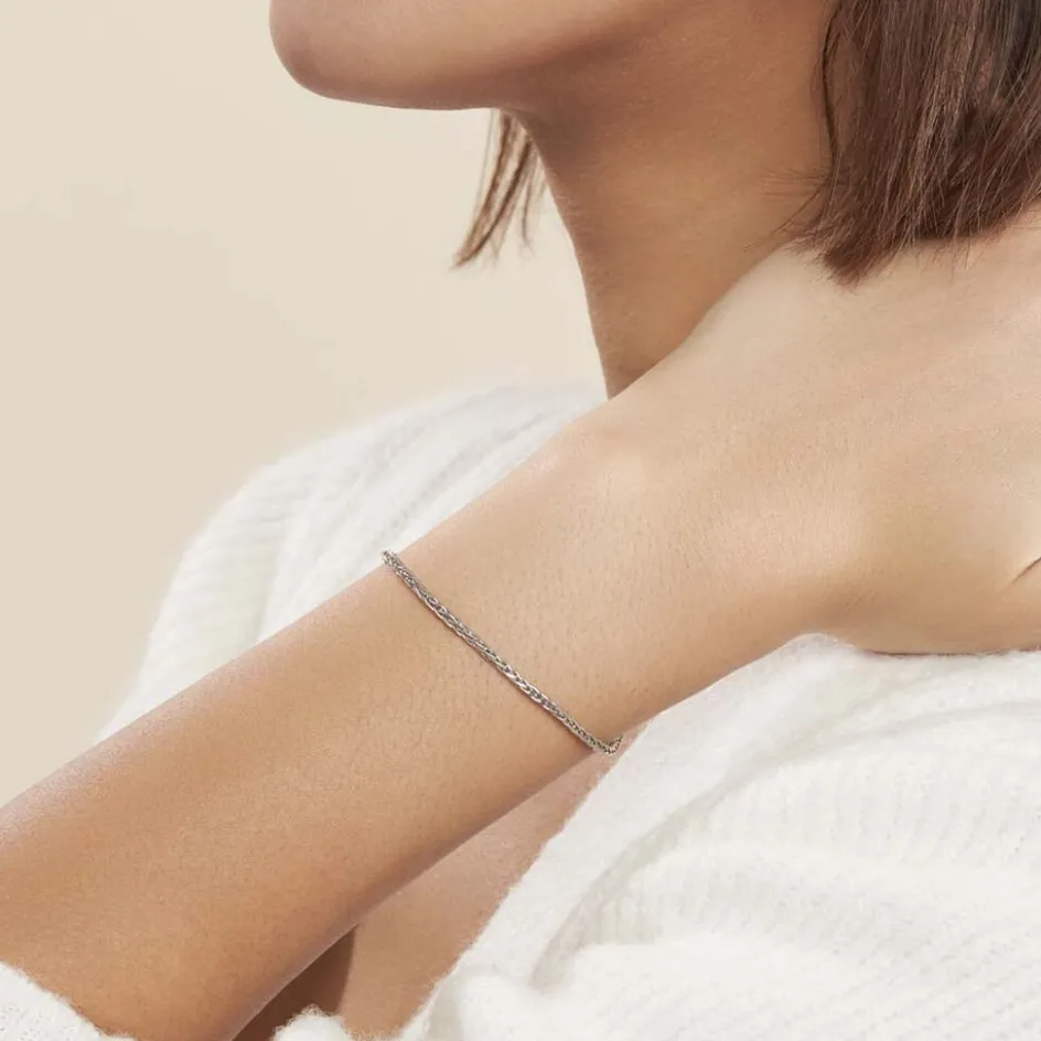 Outlet Histoire d'Or Bracelet Sherihane Maille Palmier Argent Blanc