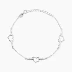 Clearance Histoire d'Or Bracelet Triple Argent Blanc Oxyde De Zirconium