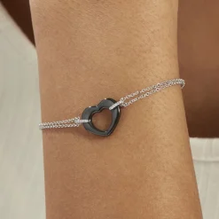 New Histoire d'Or Bracelet Vivianne Argent Blanc Oxyde De Zirconium Et Céramique argent blanc céramique noire
