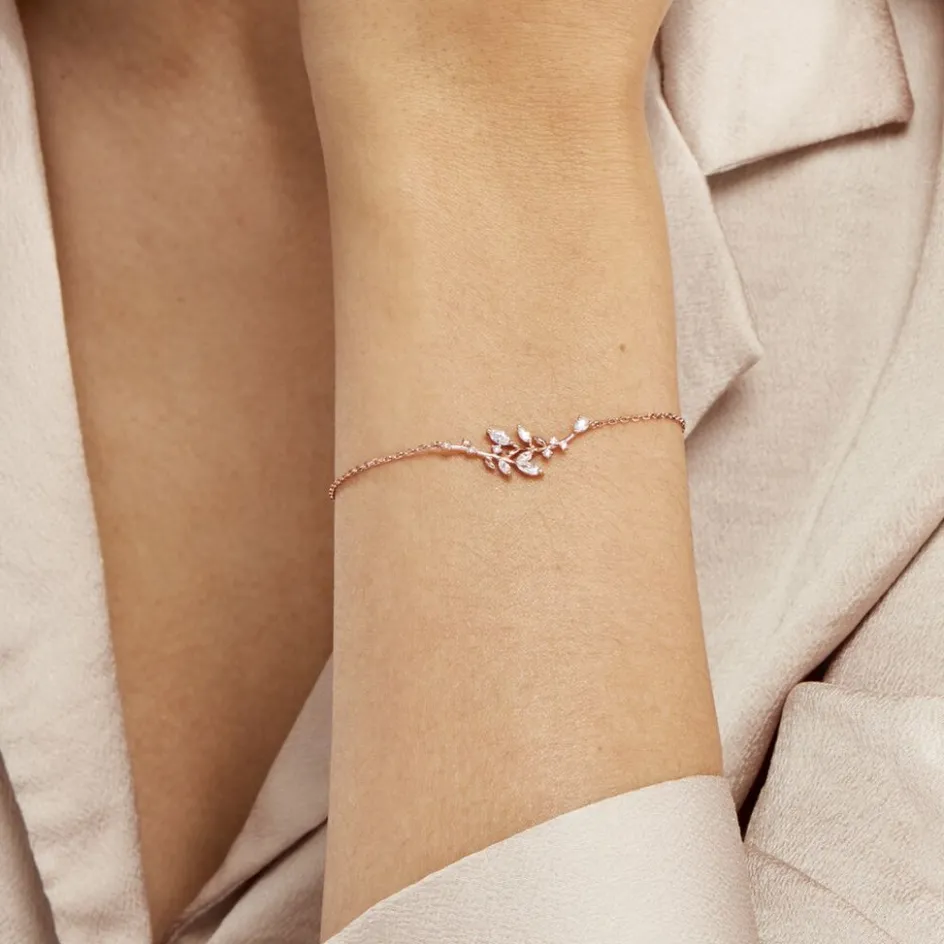 Sale Histoire d'Or Bracelet Wendy Argent Rose Oxyde De Zirconium