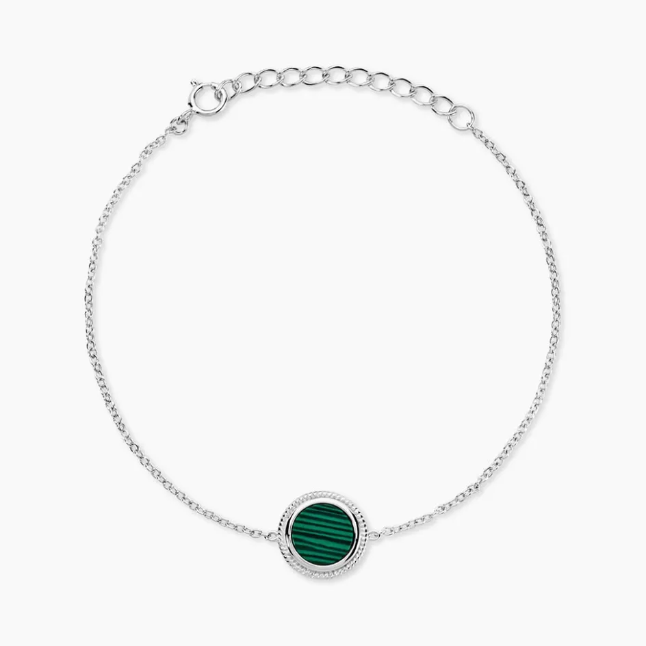 Hot Histoire d'Or Bracelet Zea Argent Blanc Malachite argent blanc malachite vert