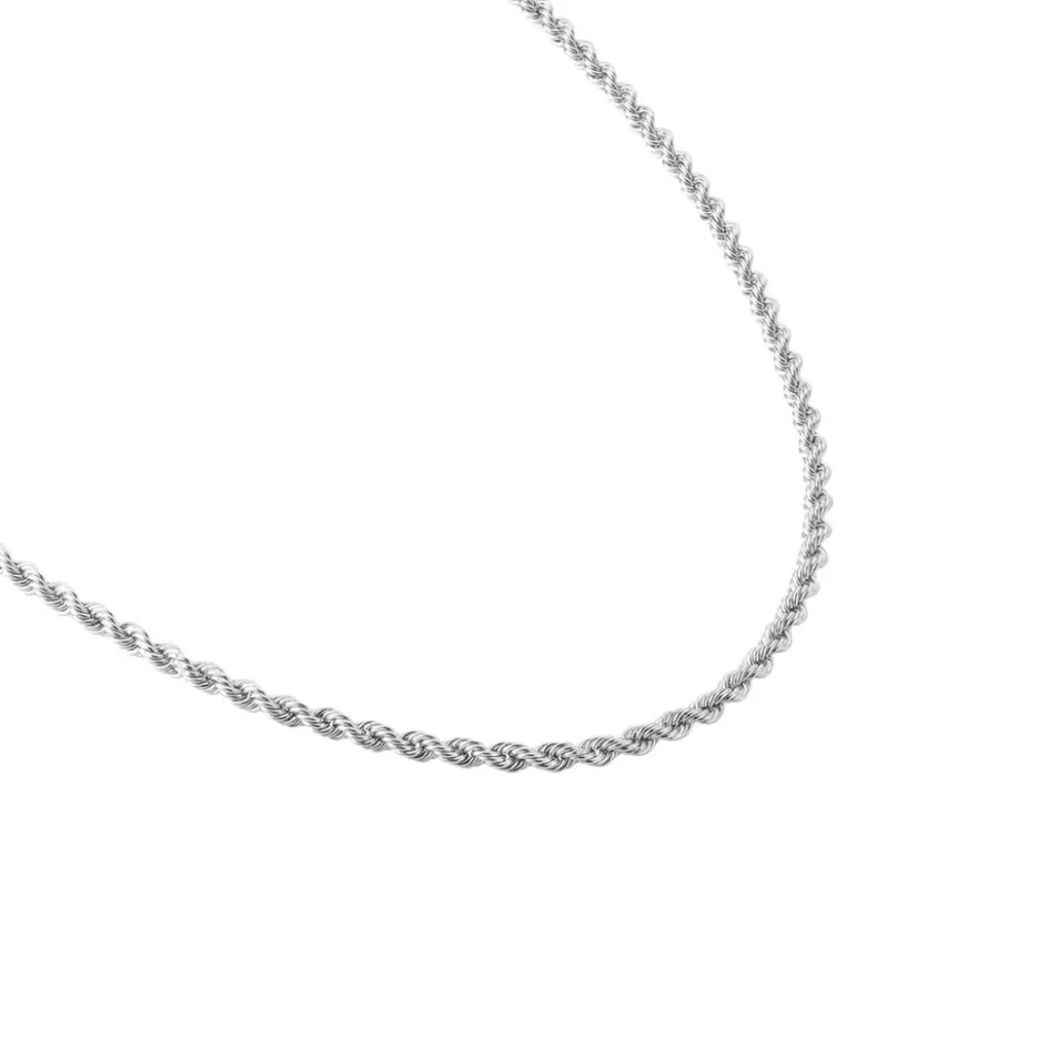 New Histoire d'Or Chaine Jerry Maille Corde or blanc