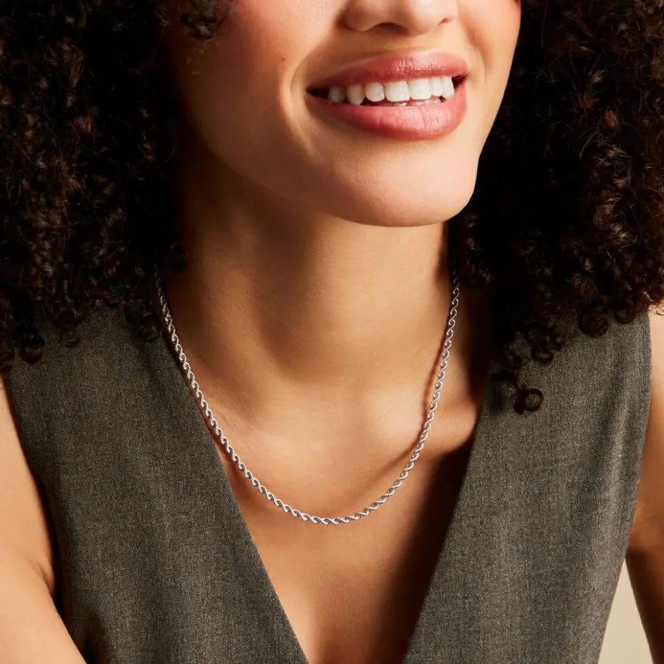 New Histoire d'Or Chaine Jerry Maille Corde or blanc