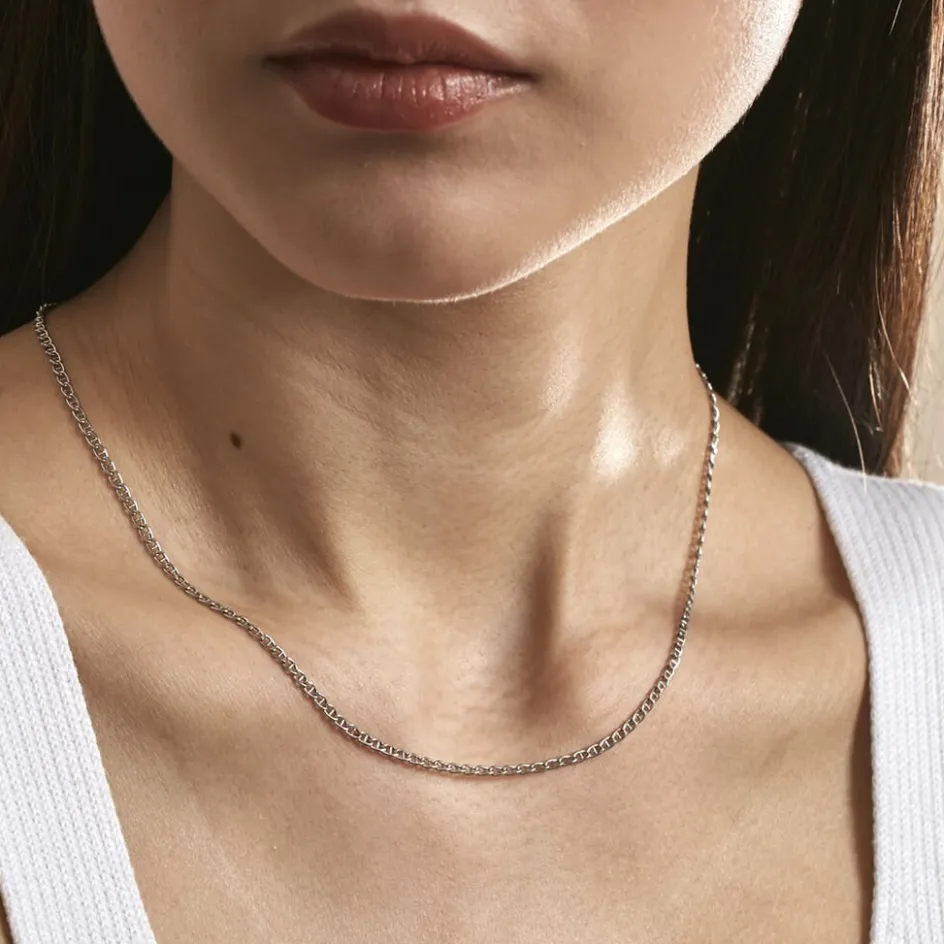 New Histoire d'Or Chaîne Capucin Maille Marine Plate or blanc