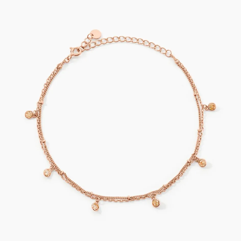 Hot Histoire d'Or Chaîne De Cheville Heidi Argent Rose Oxyde De Zirconium argent rose oxyde champagne