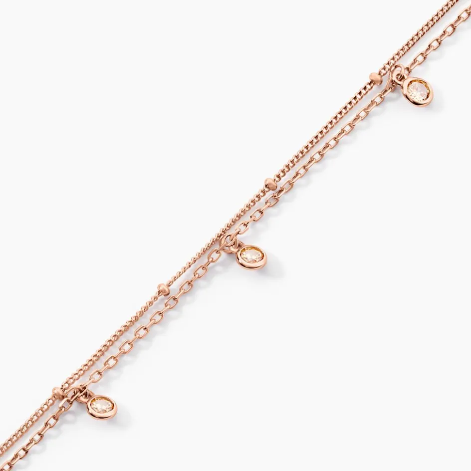 Hot Histoire d'Or Chaîne De Cheville Heidi Argent Rose Oxyde De Zirconium argent rose oxyde champagne