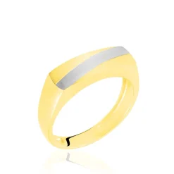 Clearance Histoire d'Or Chevalière Benton Rectangulaire Ligne Or Bicolore