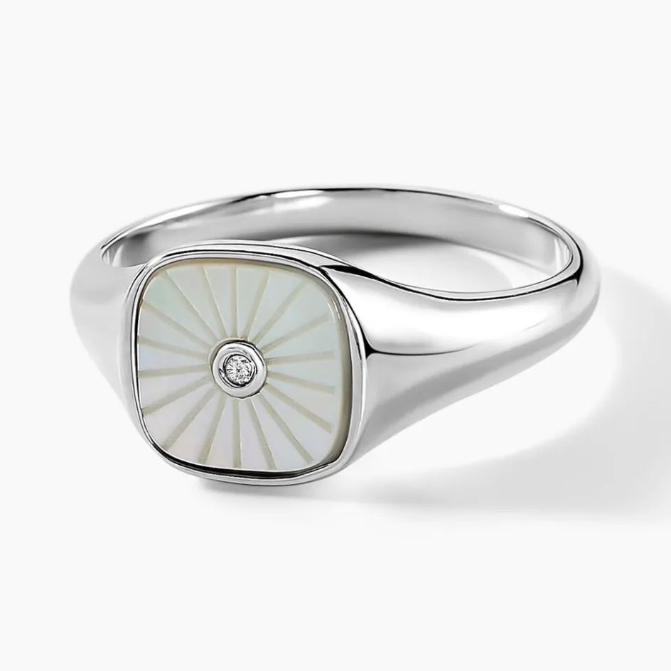 Best Histoire d'Or Chevalière Goddess Argent Blanc Nacre Oxyde De Zirconium argent blanc nacre blanc