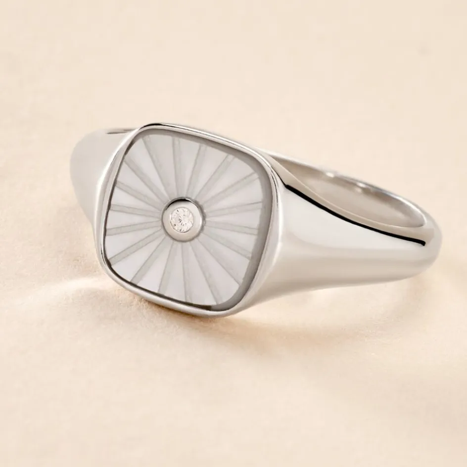 Best Histoire d'Or Chevalière Goddess Argent Blanc Nacre Oxyde De Zirconium argent blanc nacre blanc