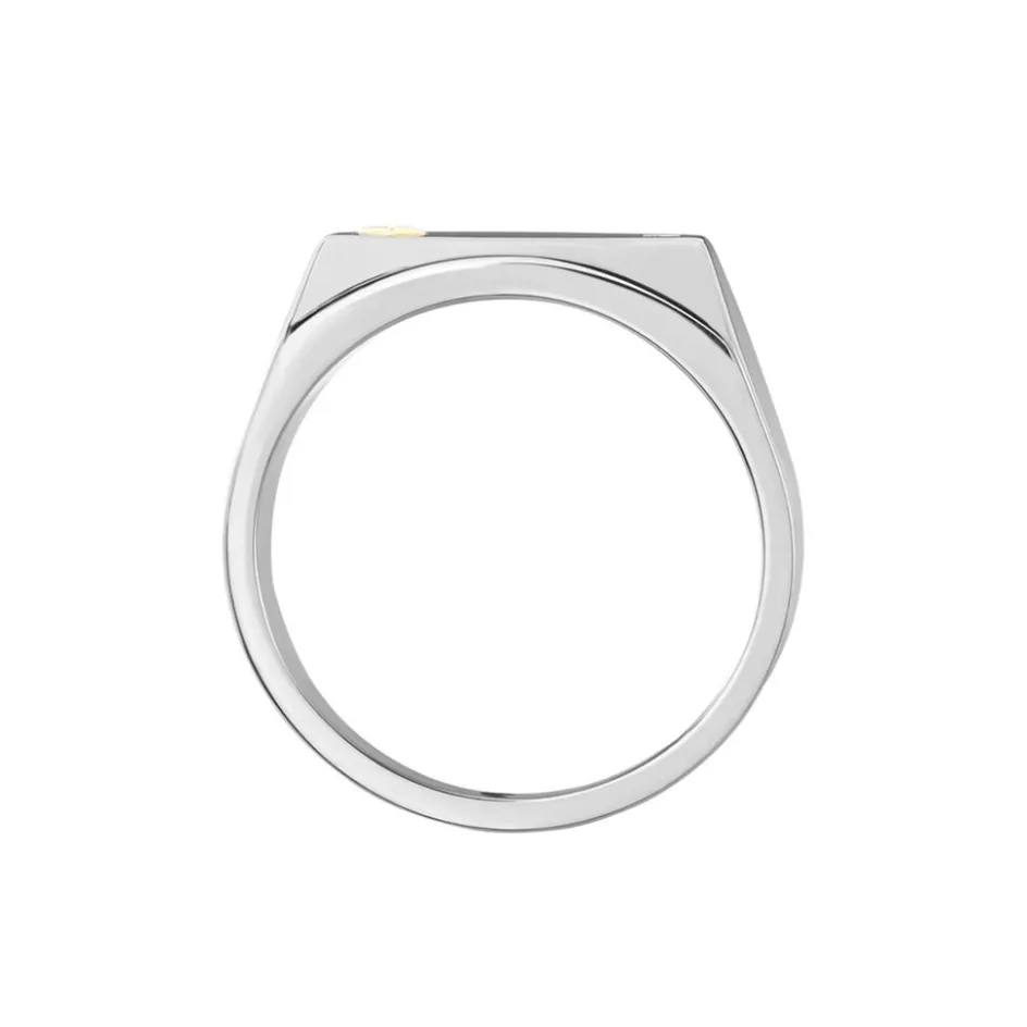 Sale JOURDAN Chevalière Lord Acier Bicolore Diamant