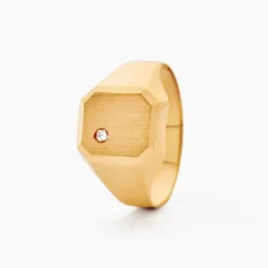 Best Histoire d'Or Chevalière Malcolm Carree Or Jaune Oxyde De Zirconium