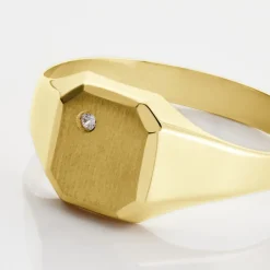 Best Histoire d'Or Chevalière Malcolm Carree Or Jaune Oxyde De Zirconium