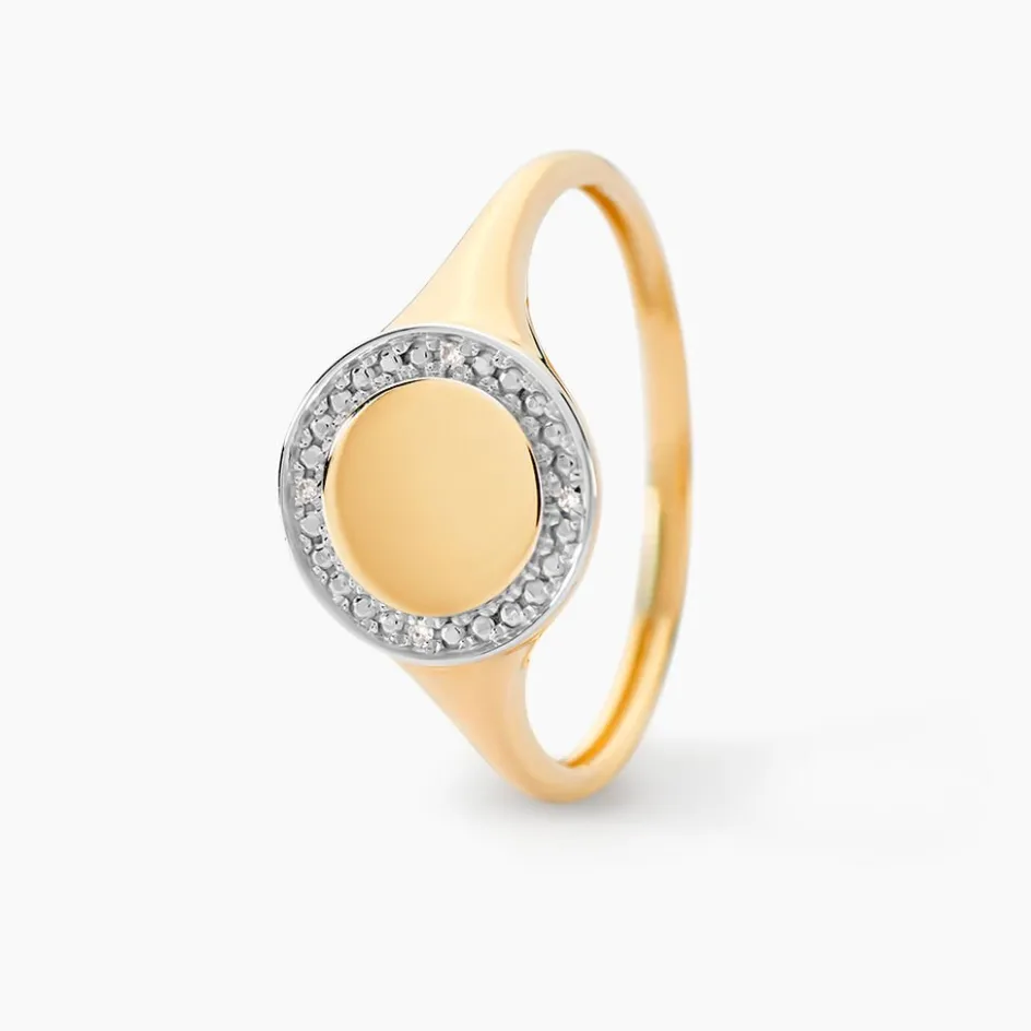 Best Histoire d'Or Chevalière Promesse Pour L'eternite Or Jaune Diamant