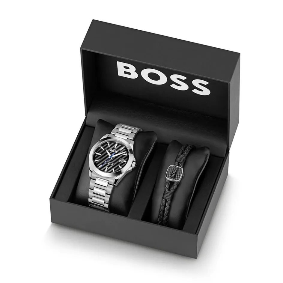 New HUGO BOSS Coffret De Montre Boss Strike Noir