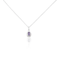 Clearance Histoire d'Or Collier Argent Tania Oxydes De Zirconium argent blanc oxyde violet