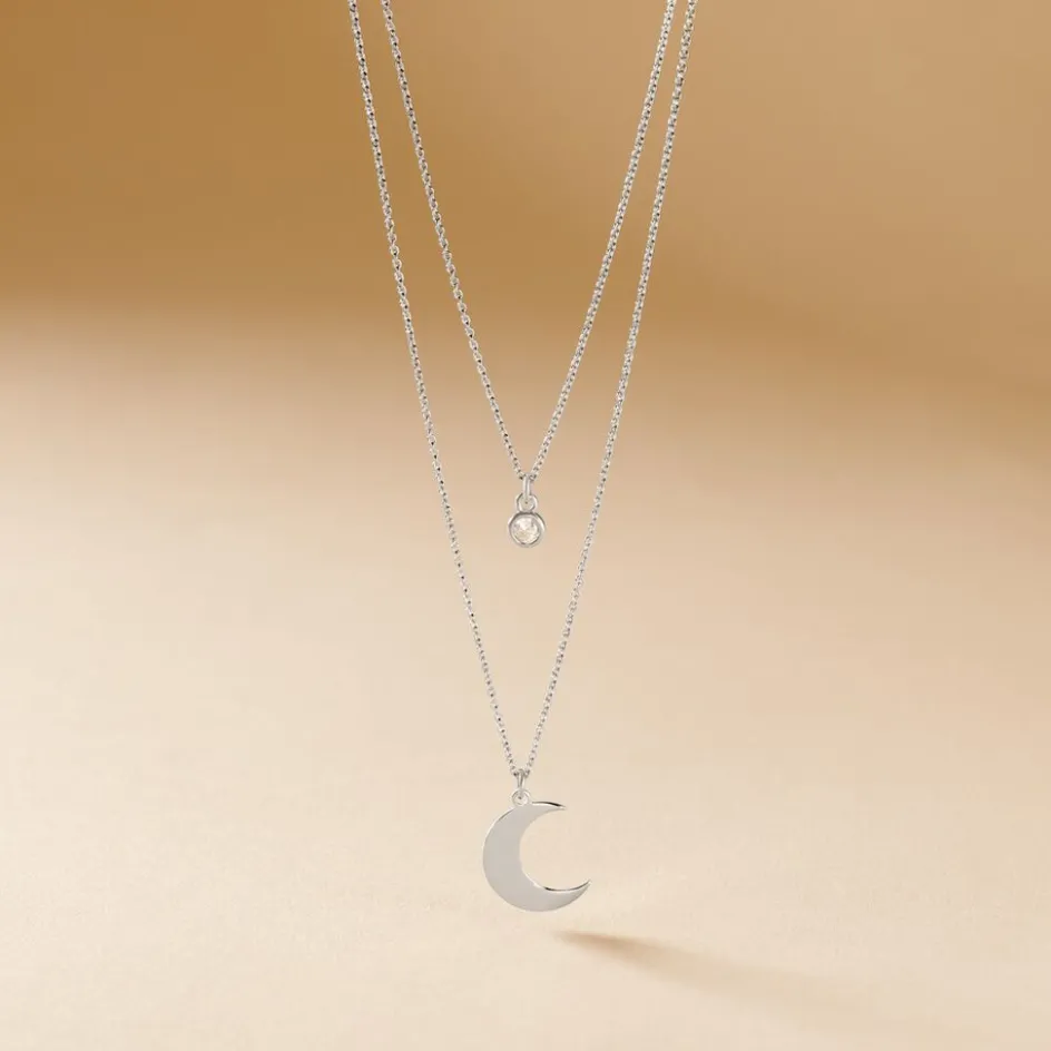 Clearance Histoire d'Or Collier Astre Argent Blanc Oxyde De Zirconium