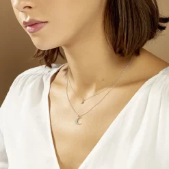 Clearance Histoire d'Or Collier Astre Argent Blanc Oxyde De Zirconium