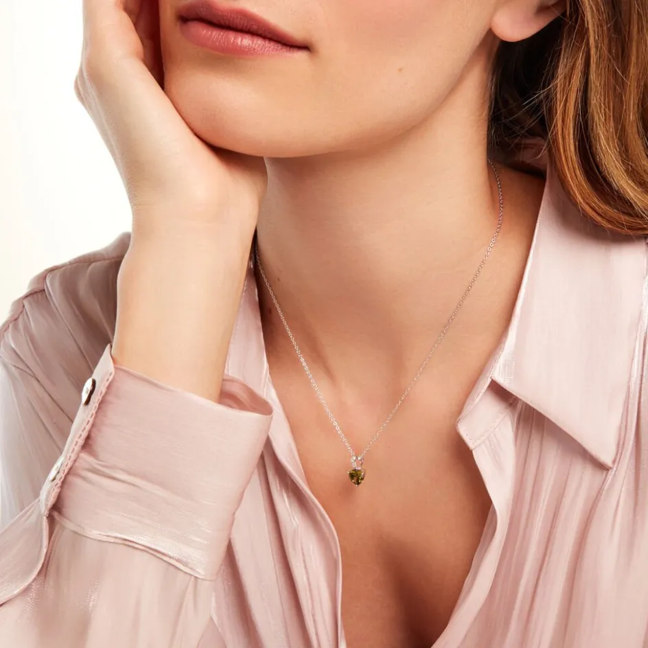 Hot Histoire d'Or Collier Atieno Argent Blanc Oxyde De Zirconium argent blanc oxyde vert