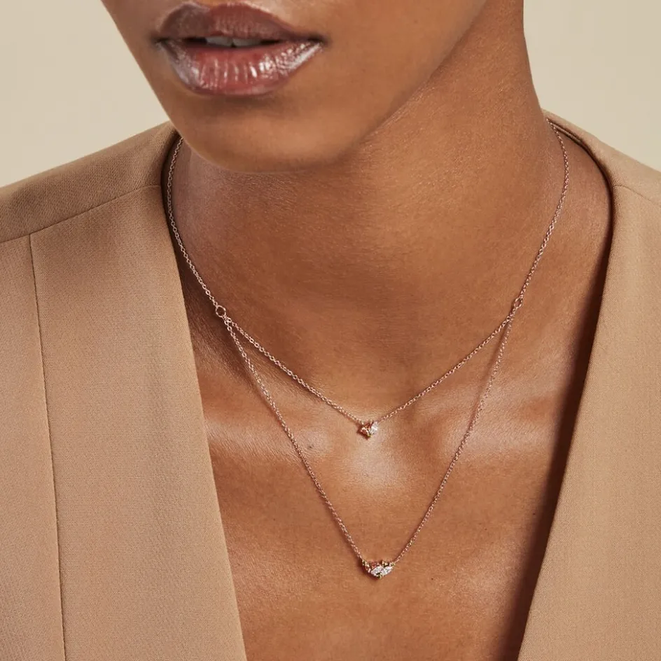 New Histoire d'Or Collier Camelia Argent Rose Oxyde De Zirconium argent rose oxyde champagne